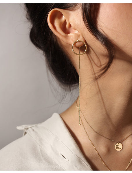 UZL DESIGN HOOP CHAIN DROP EARRINGS IN GOLD PLATED - boopdo