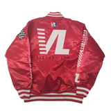 VICTOLAB CRERSHAW HIP HIP RAPPOR STYLE BOMBER JACKET IN RED