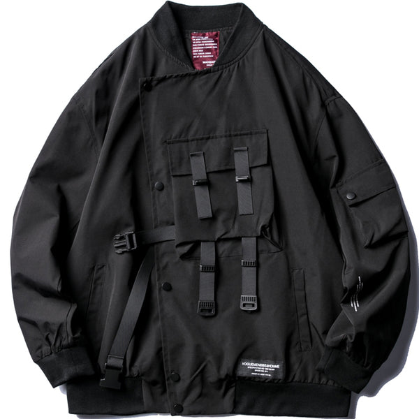 VIGOLAMO OBLIQUE HIGH NECK BASEBALL WINDBREAKER JACKET - boopdo