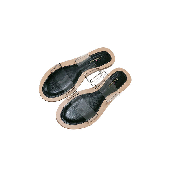 BOOPDO DESIGN TWO CLEAR STRAP FLAT SANDALS - boopdo