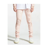 PARKER RIP AND REPAIR WASHED DENIM JEAN PANTS IN PINK - boopdo