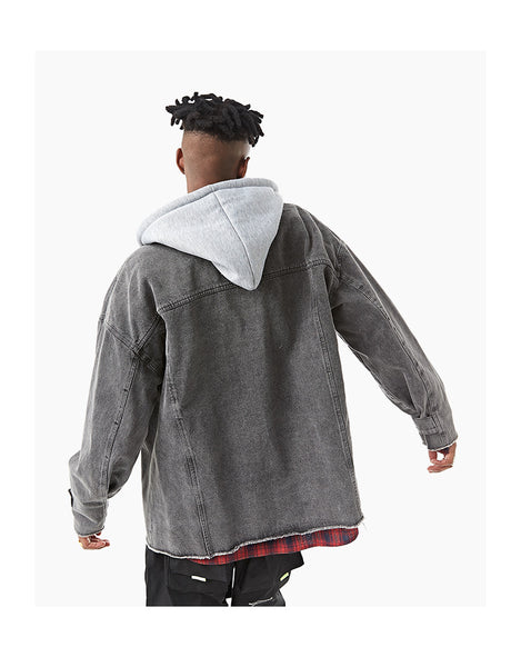 ZEPZU FERGO BEEDOO DETACHABLE HOODED DENIM JEAN JACKET - boopdo