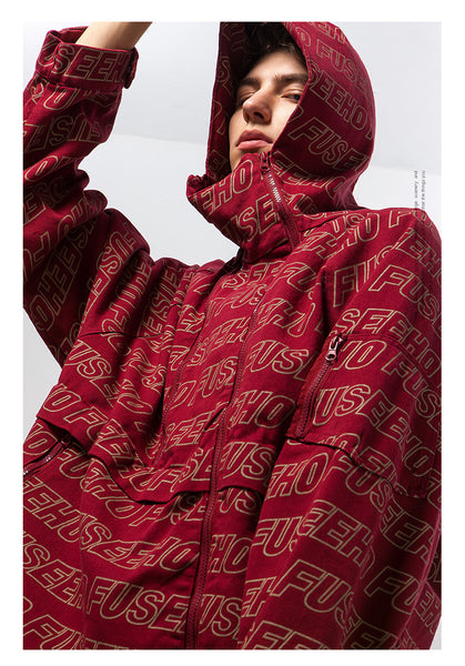 HAWAII CATTE FUSEHO CASUAL HOODED JACKET IN RED - boopdo