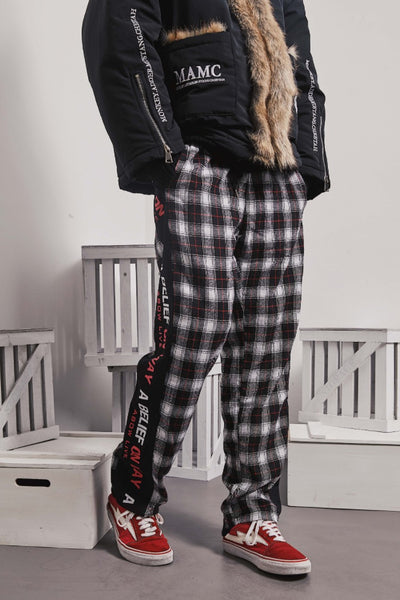 A BELIEF ON WAY BY ABOW LIFE PLAID TRACK PANTS - boopdo