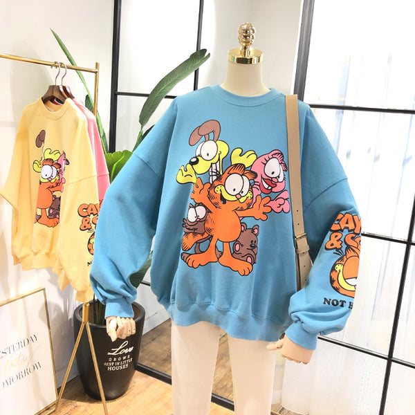 SIMDA GARFIELD OVERSIZED SWEATSHIRT - boopdo