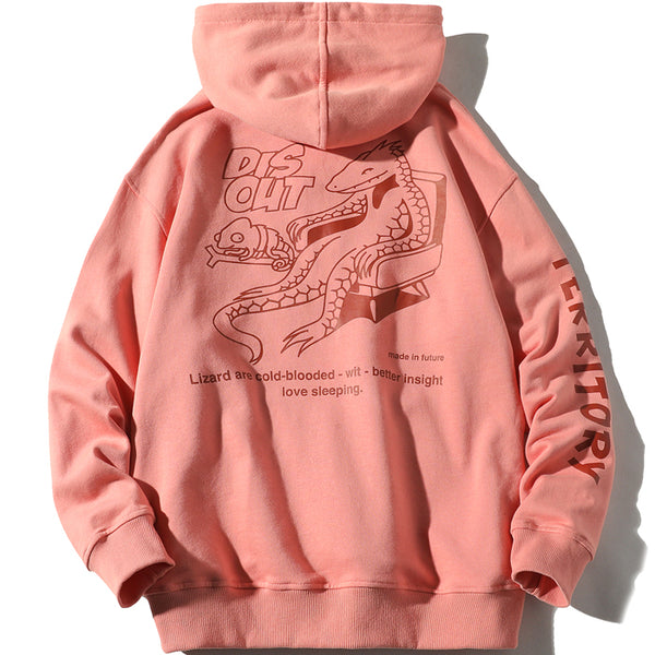BRUGI DISQUT LAZY LIZARD PRINT PULLOVER HOODIE - boopdo