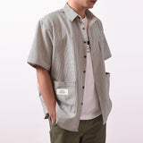 DESIGN BY NIZHES IRSTORY MULTI POCKET STRIPED SHORT SLEEVE SHIRT - boopdo