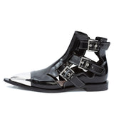 THE KNIGHT BOOPDO DESIGN CATWALK CASUAL LEATHER BUCKLE SANDALS WITH RIVET - boopdo