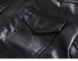 EXQUISITE LEISURE KING OF JACKET FAUX FUR PU BLACK LEATHER - boopdo