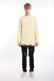NAGRI KORBA RIPPED KNITTED CREW NECK PULLOVER SWEATER - boopdo