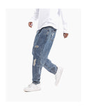 ZOMBRE ZILLA RIPPED DENIM JEAN SWEATPANTS IN NAVY - boopdo