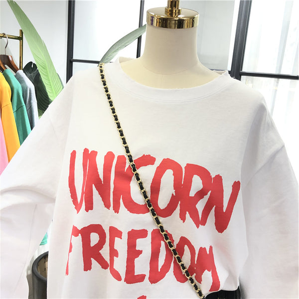 SIMDA UNICORN FREEDOM PRINT LONGLINE SWEATSHIRT - boopdo