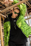 NFWYS FIZOLA HOLOGRAPHIC HIGH NECK BOMBER JACKET IN GREEN CAMO - boopdo