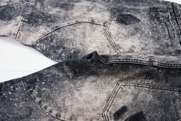 URBAN CLOTHING SLIM CUT RIPPED PATCHWORK DENIM JEAN PANTS IN GRAY - boopdo