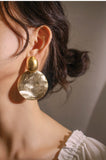 UZL DESIGN TEXTURED DROP EARRINGS IN GOLD PLATE - boopdo