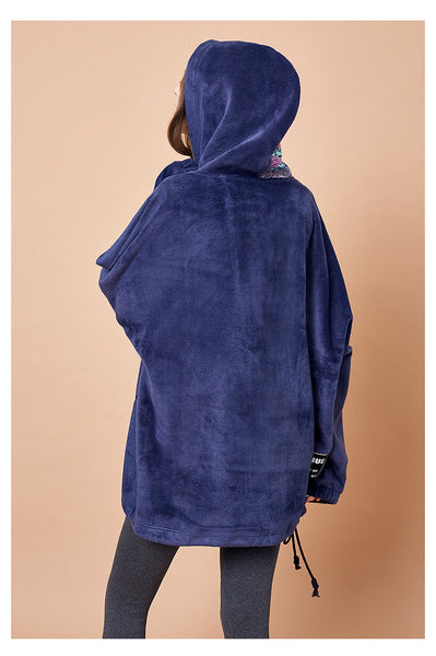 ARTKA OVERSIZED HOODIE WITH MULTI COLOR PRINT HOOD - boopdo