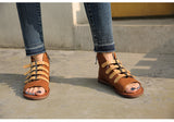 PROVA PERFETTO HUFFO ROMAN OPEN TOE FLAT SOLE LEATHER SANDALS - boopdo