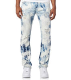 FLORIDIA EMPIRE OLD SCHOOL OFF THE WALL DENIM JEAN PANTS IN BLEACH EFFECT - boopdo