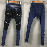 BLM DENIM FABRIC PATCH WASHED DENIM JEANS IN BLUE BLACK - boopdo