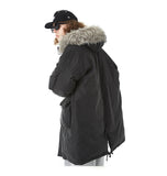 SWAGGER SHOTE MID LENGTH FAUX FUR COLLAR HOODED JACKET - boopdo