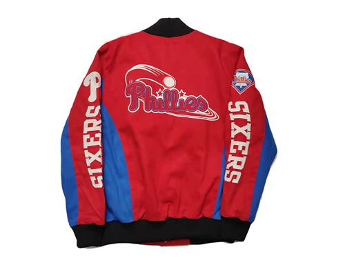 HOME FEME HIP HOP BASKETBALL SIXERS QUILTED VARSITY JACKET