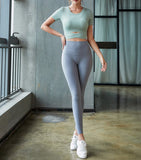 VSEMLEIN DESIGN CUT OUT DETAIL CROP TOP AND MATCHING LEGGINGS - boopdo