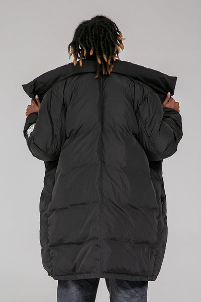 NFWYS HOLOGRAPHIC IRREGULAR STYLE HIGH NECK DUCK DOWN LONG JACKET - boopdo