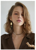 UZL DESIGN GOLD PLATED CHAIN LINK AND BALL DROP EARRINGS - boopdo