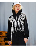 MAXMARTIN BLACK HOODIE WITH ABSTRACT LACE PATTERN - boopdo