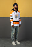 NFWYS KOAK HOCKEY V NECK SWEATSHIRT IN ORANGE WHITE - boopdo