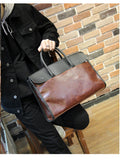 DERRO OZZA FAUX LEATHER BRIEFCASE HANDBAG IN BROWN - boopdo