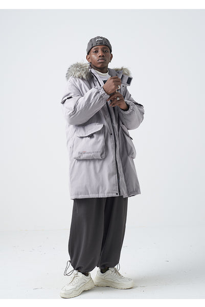 SWAGGER SHOTE MID LENGTH FAUX FUR COLLAR HOODED JACKET - boopdo