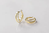 UZL DESIGN HOOP EARRINGS IN TRIPLE ROW IN GOLD PLATED - boopdo