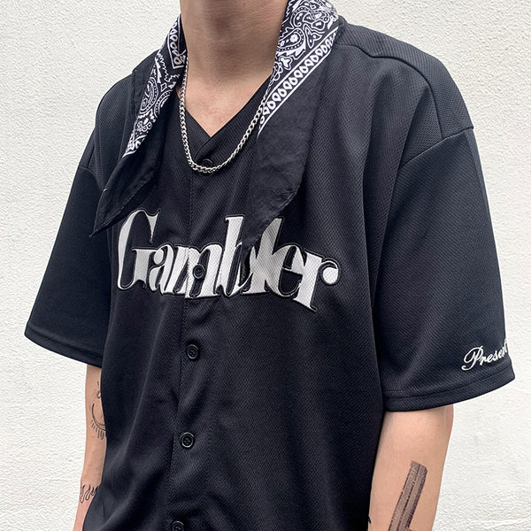 EVIL DOOR GAMBLER BASEBALL COACH SHORT SLEEVED JERSEY T SHIRT - boopdo