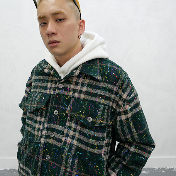 GONZA MANSTA URBAN STYLE PLAID QUILTED OUTDOOR THICK SHIRT - boopdo