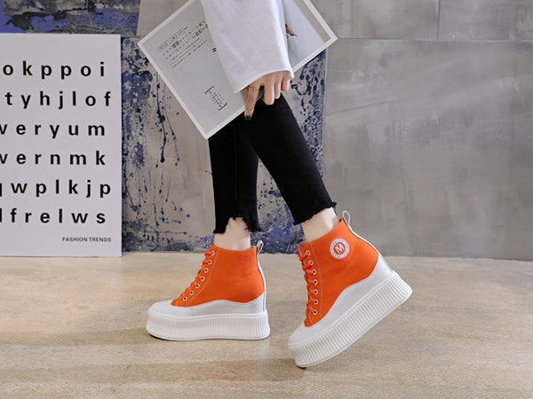 ZUZA OLD ROCK HIGH TOP CHUNKY PLATFORM CASUAL CANVAS SNEAKER - boopdo