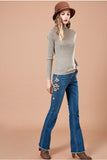 ARTKA EMBROIDERED HIGH RISE FLARE JEANS - boopdo