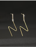 UZL DESIGN OVERSIZED LETTER N EARRINGS WITH CRYSTAL DETAIL IN GOLD PLATED - boopdo