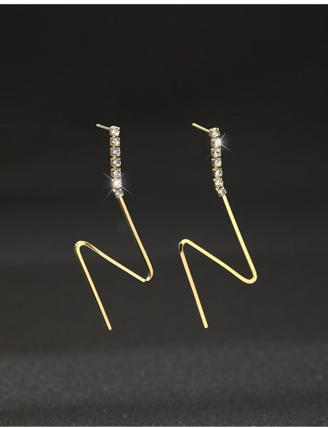 UZL DESIGN OVERSIZED LETTER N EARRINGS WITH CRYSTAL DETAIL IN GOLD PLATED - boopdo