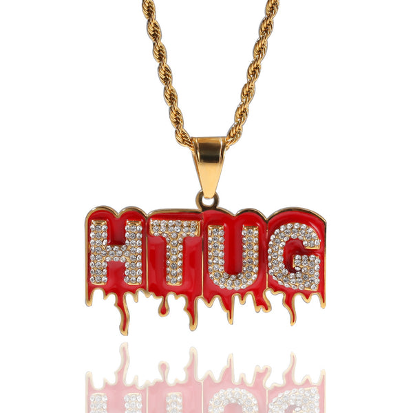 POOYO HTUG STAINLESS STEEL HIPSTER HIP HOP JEWELRY DIAMOND NECKLACE - boopdo