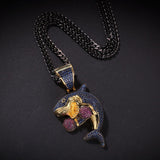 ZACKZIE ZIRCON ALUMINA BOXING SHARK PENDANT NECKLACE - boopdo