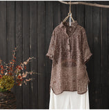 AUTUMN SCARF PRINT OVERSIZED LONG LINE BLOUSE - boopdo