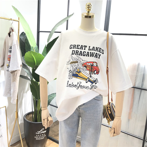 SIMDA GREAT LAKES DRAGAWAY PRINT LONGLINE T SHIRT - boopdo