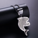 ZACKZIE ZIRCON ALUMINA BOXING SHARK PENDANT NECKLACE - boopdo