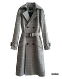 JOE CHAO URBAN BRITISH STYLE OVER THE KNEE PLAID TRENCH COATS - boopdo