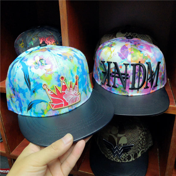 KING CROWN EMBOSSED LOGO SNAP CAPS IN MULTI COLOR - boopdo