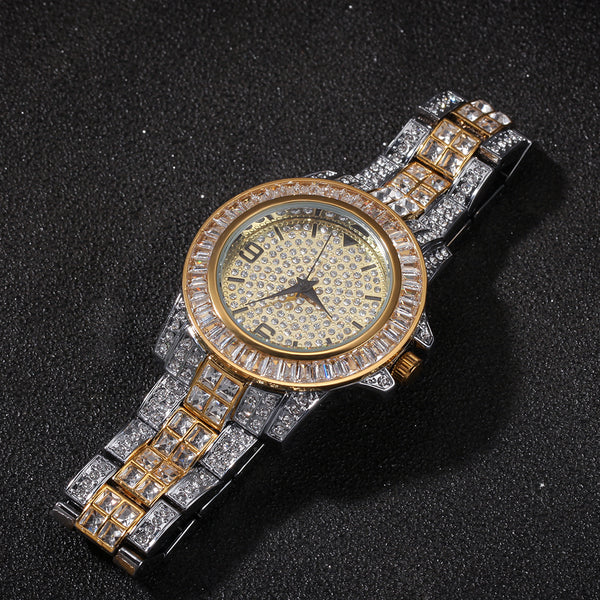 ZICZA SOCIKA LUXURY DIAMOND LARGE DIAL RAPPER WATCH IN GOLD SILVER - boopdo