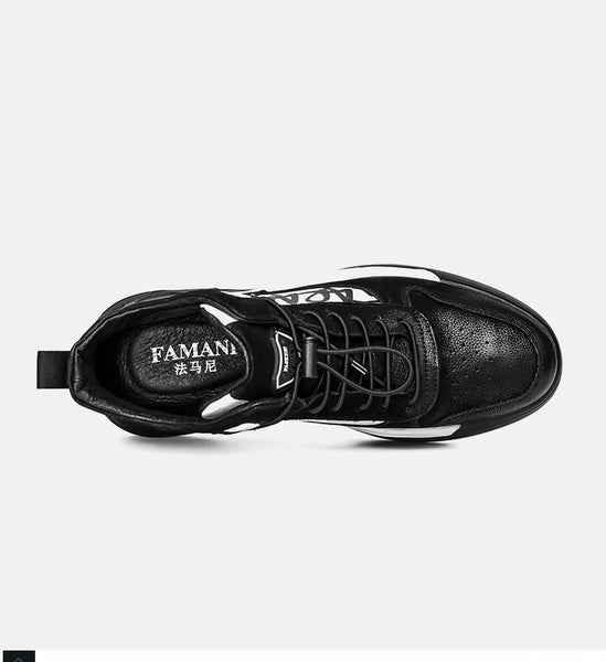 FAMAN HIGH TOP HIKER TRAINERS IN BLACK - boopdo