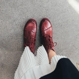 JERSY MARAKITO COOL PUNK FLAT LEATHER ANKLE BOOTS - boopdo