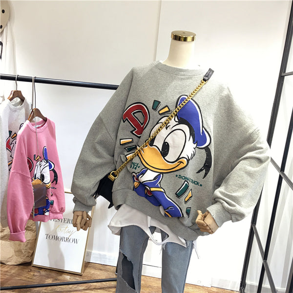 SIMDA RELAXED FIT DONALD DUCK PRINT SWEATSHIRT - boopdo